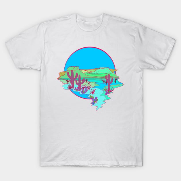 70s Desert Horizons-Desert Landscape T-Shirt by HobbyAndArt